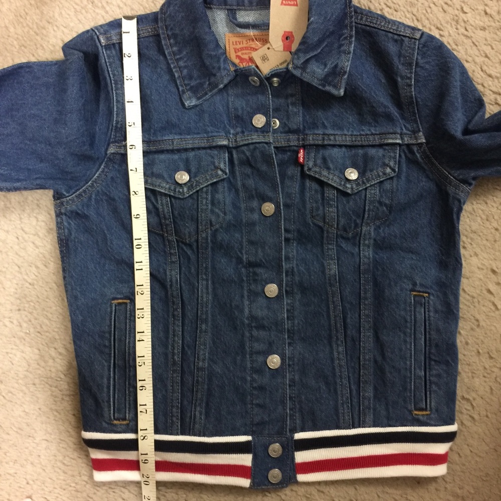 NWT Levi’s Rib Trim Trucker Varsity Denim Jean Jacket Brick/Mortar NEW - Picture 16 of 16